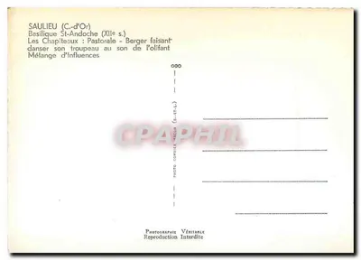 Saulieu (C.-d'Or) — Bazylika św. Andoche, kapitele XII wieku — Pasterz prowadzący swojego stada — Wydawca C. Magon — Rewers