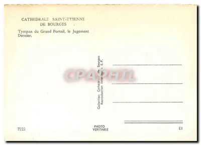 Katedra Świętego Etienne w Bourges — Tympany Wielkiego Portalu, Ostateczny Sąd — kolekcja E.P. nr 7222 — Rewers