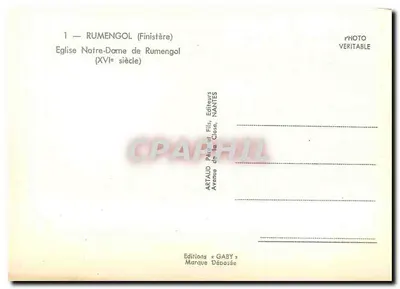 Igreja Nossa Senhora de Rumengol — Finistère — Editor Gaby, Nantes — Verso