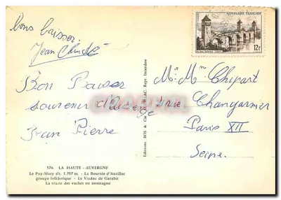 Puy-Mary — La Bourrée d'Aurillac — Viaduc de Garabit — Traite des vaches — Pamiętniki z Auvergne — Rewers