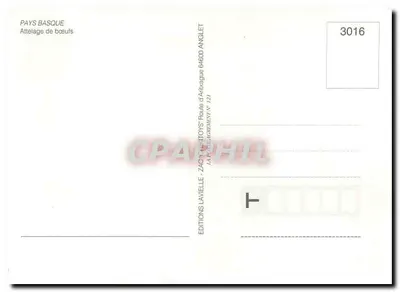 Parelhamento de bois — País Basco — Éditions Lavelle, n° 3016 — Verso