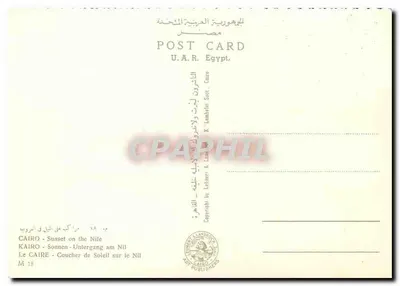 Cairo — Pôr do sol no Nilo — Editor K. Lambalet & Cie — Verso