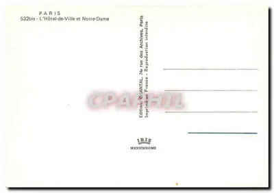 Paris - Hotel de Ville e Notre-Dame — Jacques Chirac, 10º Prefeito de Paris — Éditions Ghantal — Verso