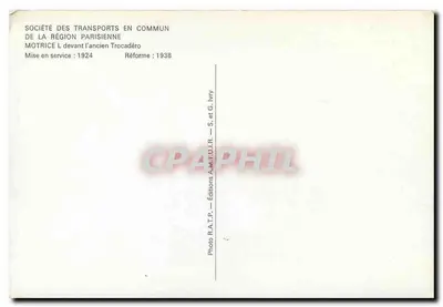 St-Cloud — O trêmio diante do antigo Trocadéro — Sociedade dos Transportes Públicos da Região de Paris — Verso