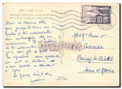 Catedral de Nossa Senhora de Sens — Editor E. Mignon, n° 6049 — Verso