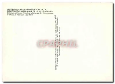 Statue de Napoléon — abattue par les Communards — Éditions d'Art DEL — Verso