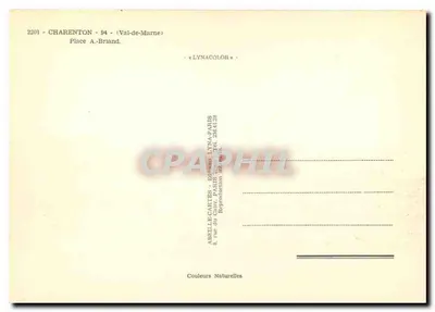 Charenton-le-Pont — Praça A.-Briand — editor LYNACOLOR, n° 2201 — Verso
