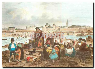 Os muros vistos do Grand Bé — Litografia de Benoist, A Bretanha Contemporânea, 1865 — Edições de Arte JDS, Saint-Malo