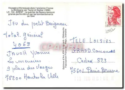 Brest - Recouvrance w 1850 — Wydawnictwo Sztuki JOS. Le Doéré, LC 134 — Rewers