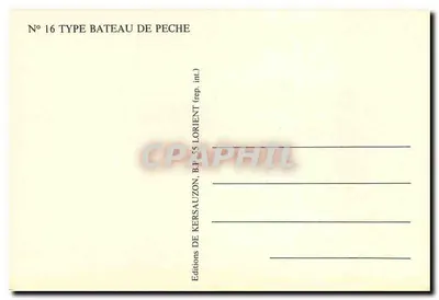 Barco de pesca — Tipo 16 — Edições de Kersauzon, B.P. 55, Lorient — Verso