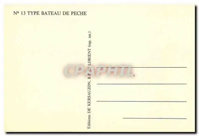 Barco de pesca — Tipo N° 13 — Éditions de Kersauzon, B.P. 55 Lorient — Verso