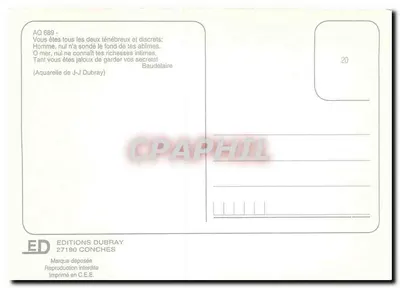 Navio a vela — aquarela — J.J. Dubray, Éditions Dubray — Verso