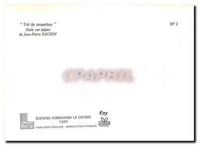 Voo de gaivotas — Óleo sobre papel — Éditions Normandes Le Goubey, Caen, RP 2 — Verso