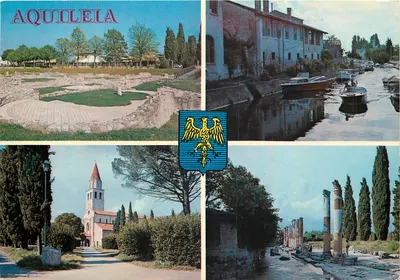 Aquileia — Ruínas romanas, porto, igreja e colunatas — Cartoline Udine