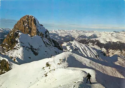 Courchevel 1850 (Savoie) — vista da Cruz dos Verdons, descida em direção a Méribel — Edição JANDOL, 36 Fg Mache, Chambéry