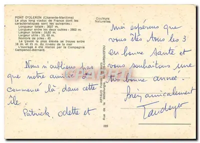 Most Oleron — Charente-Maritime — wydawca ARTAUD Frères — Rewers