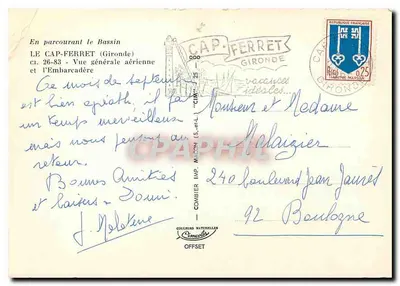 Cap-Ferret — Algemene luchtfoto en het Embarcadère — Combier Imp. Macon — Achterkant