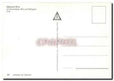 Schönwies 737 m — z Stärkenbach, Mils i Tschirgant — wydawca KMATHIS, nr 257 — Rewers