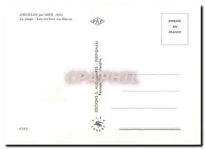 D'Argeles Plage — lembrança — Edições S. Audumares, n° 4193 — Verso