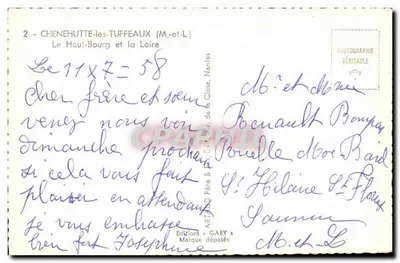 Chenehutte-les-Tuffeaux (M.-et-L.) — A Vista Alta e o Rio Loire — Edições Gaby — Verso