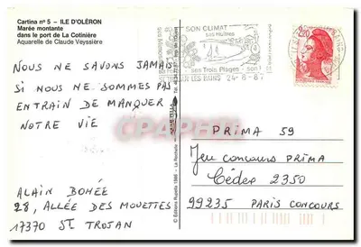 Port La Cotinière — Wyspa Oléron — Wydawnictwo Runella 1986 — Rewers