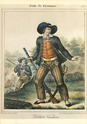 Vendéense soldaten — Serie kledingstukken, N°1 — Lit. van Charpentier zoon & Ed. Dantes