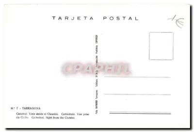 Katedra w Tarragonie — Widok z klasztoru — Wydawca Raymond Tarragone, nr 7 — Rewers