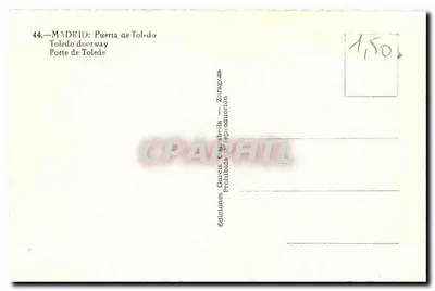 Porte de Toledo — Madrid — Éditions García Curbilla, n°44 — Verso