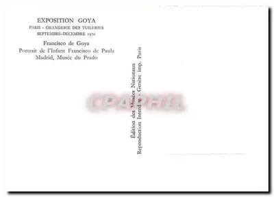 Retrato do Infante Francisco de Paula — Exposição Goya, Paris, setembro-dezembro 1970 — Édition des Musées Nationaux — Verso