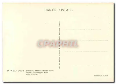 Fritillares em um vaso de cobre — V. Van Gogh — edição Braun & Cie, Mulhouse — Verso