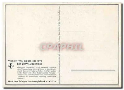 Le Zouave — Vincent van Gogh — édition Hanstaengl — Verso