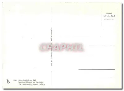 Szczegół Chrystusa i uczniów w Emausie — szczegół neapolitański z około 1640 — Verlag Leo Bandschap, Wettinigen — Rewers