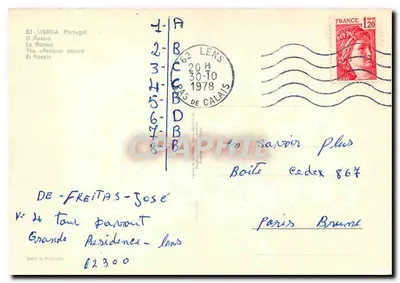 Plaats Rossio — Lissabon — uitgever niet zichtbaar — Achterkant