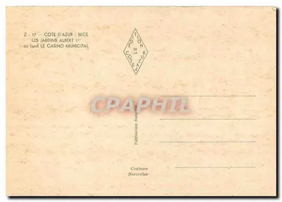 Les Jardins Albert — w tle Kino Municipal — Wydawnictwo Côte d'Azur — Rewers