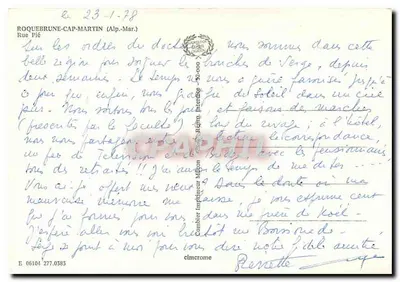 Kurs ulicy Pié w Roquebrune-Cap-Martin — wydawca Cim — nr seryjny E 06104 277.0383 — Rewers