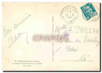 Peïra-Cava — Stołek Orientaion i Kolej Alp — Réal Photo & C.A.P. — Rewers
