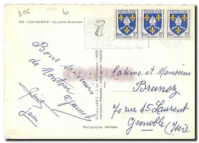 Wejście do Domanu Cap-Martin — Drzwi Rzymskie — Wydawcy S.E.P.T. - Nice — Rewers
