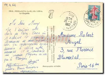La Chapelle - Peïra-Cava — Wydawnictwo SEPT - 35, B. Cembello - Nice — Rewers