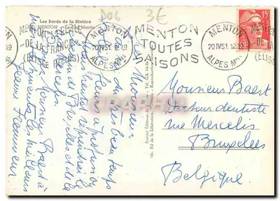 I Margini della Riviera — Menton — editore Ryner — Verso