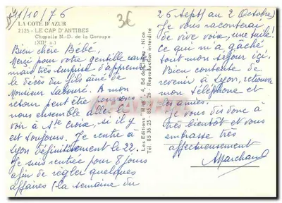 Kaplica NMP Garoupe — Wybrzeże Azury — Wydawnictwo 'Mar' — Rewers