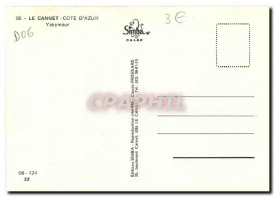 Portal ogrodu w Le Cannet — Côte d'Azur — Wydawnictwo Simba — Rewers