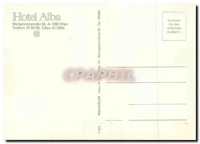 Hotel Alba — Vienna — editore RAU-COLOR, n° P 373 — Verso