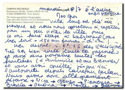 Camping Reichenau — Innsbruck, Olympiastadt — wydawca nieznany, numer seryjny nie widoczny — Rewers