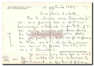 Wioska Biot — Alpy Marny — wydawca 'Les Villages de la Côte d'Azur' n° BS16 — Rewers