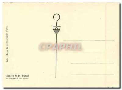 Abadia N.-D. d'Orval — O campanário visto das ruínas — Editor: Oeuvre de la Résurrection d'Orval — Verso