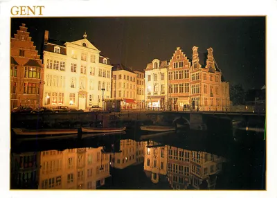 Gent — Vista noturna do canal — editor Korenlei