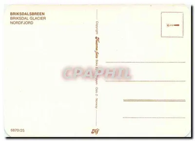 Briksdalsbreen — Glaciar de Nordfjord — editor Boks & Støyven, Oslo 2, Noruega, n° 6670/25 — Verso
