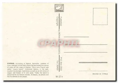 Chipre — A Ilha de Afrodite — Published by MONA LIMASSOLO — Verso