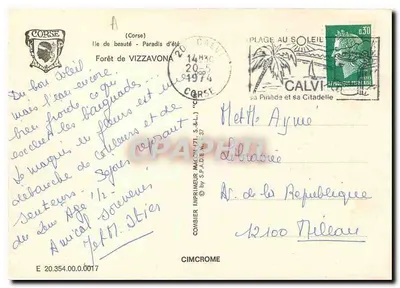 Floresta de Vizzavona — Córsega — Impressor Cimcrome — Verso