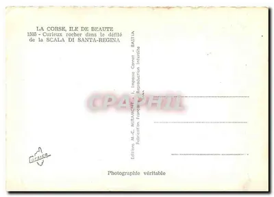 Korsyka, wyspa piękna — Ciekawy skałka w przełęczy Scala di Santa-Regina — Éditions M.-C. Miramont — Rewers